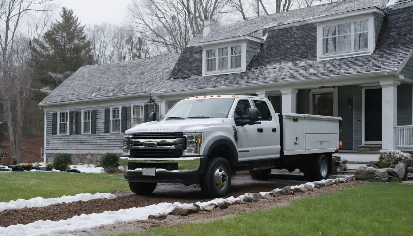 A septic service truck parked beside a tidy home in Murrysville